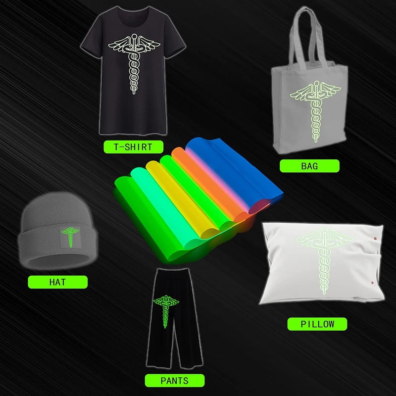 TransWonder Glow in The Dark Heat Transfer Vinyl - 10PCS Glow in The Dark Vinyl Iron on Vinyl for Cricut T Shirts by - Image 5